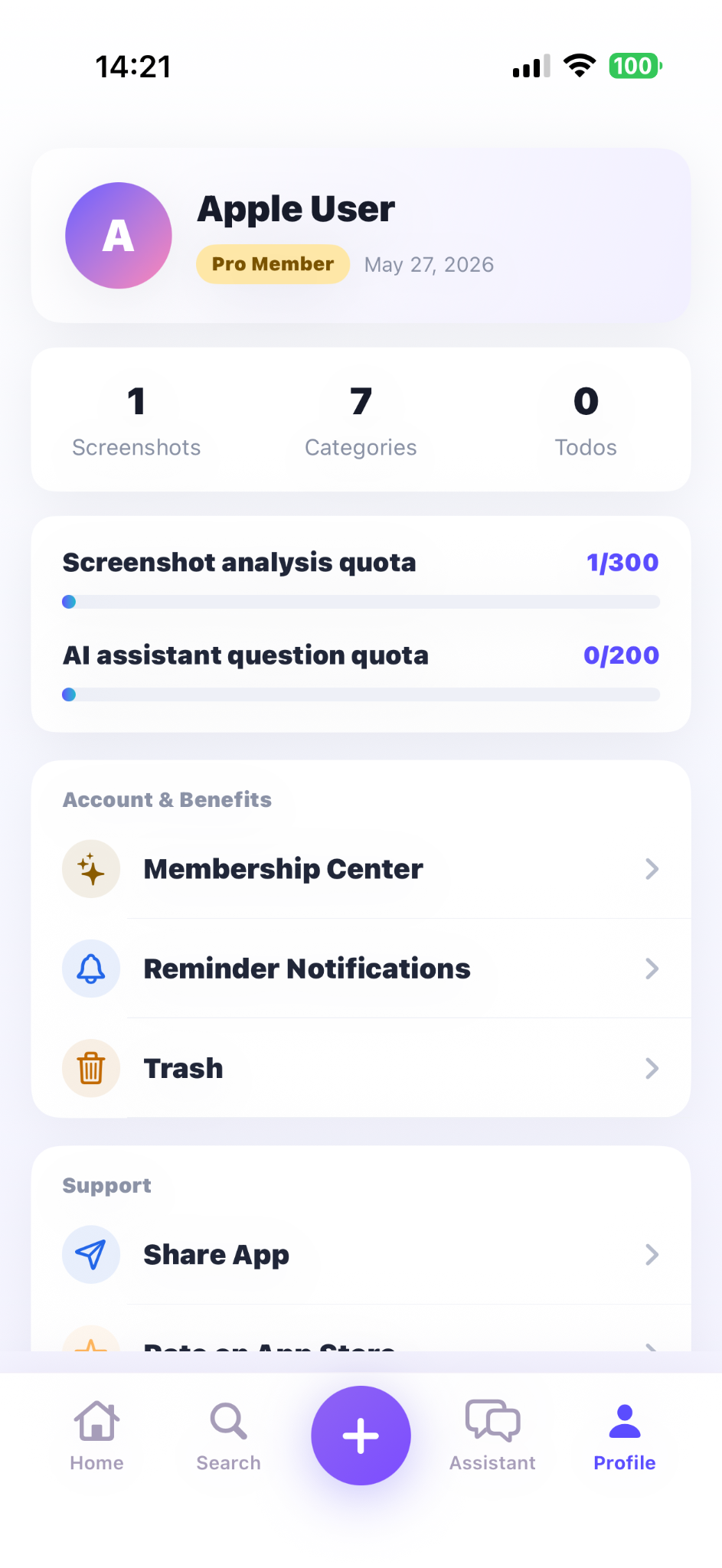SnapMind Profile UI